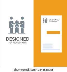 Partners Collaboration, Business, Cooperation, Partners, Partnership Grey Logo Design and Business Card Template