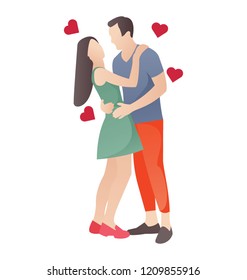 
Partners are cuddling, couple romance 
