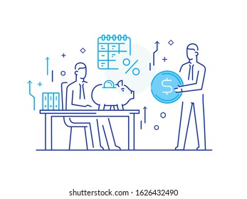 partners discuss. work on a startup, investing, profit. Success, Cooperation. Vector illustration Eps 10 file. Success, Cooperation line icon illustration