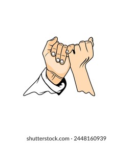 partner's hand hooks little fingers promise each other vector illustration