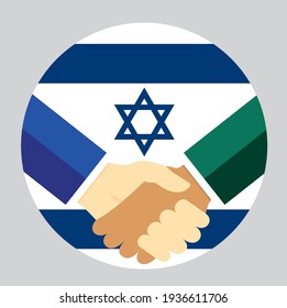 Partners handshake with the flag of Israel. Vector flat style illustration.