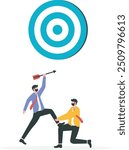 partners help allies reach the top of the goal. mentor or coaching to success in work, trusted partnership or team collaboration concept
