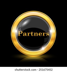 Partners icon. Internet button on black background. EPS10 vector 