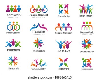 Partners logo. Connecting people teamwork friendship successful family union recent vector business symbols collection