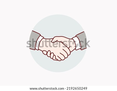 Partners shaking hands. Hand drawn style vector design illustrations.