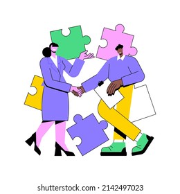Partnership abstract concept vector illustration. Partnership and agreement, cooperation and teamwork, business partner, open a firm together, professional collaboration abstract metaphor.