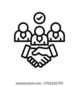 Ilustração do Vetor da Linha de Ícone do Acordo de Parceria