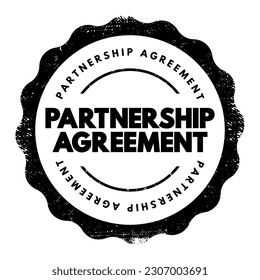 Partnership Agreement - legal document that outlines the management structure of a partnership and the rights, duties, ownership interests, text concept stamp