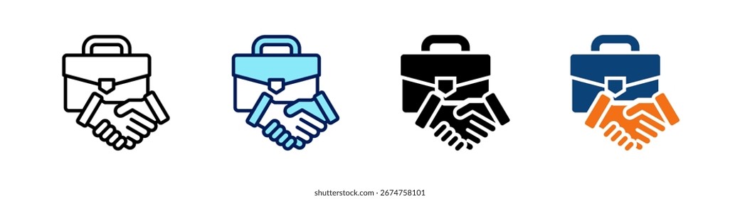 Partnership All In One Icon Multi Styles Vector Set