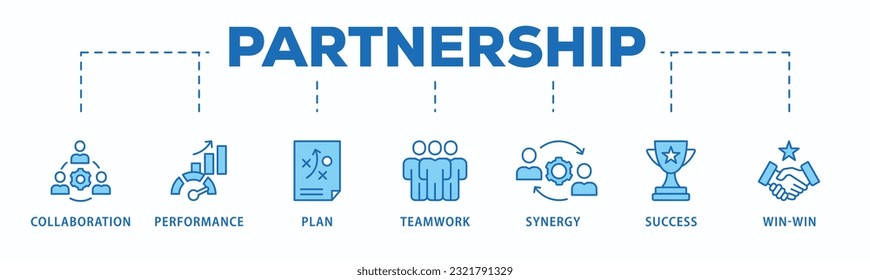Partnership banner web icon vector illustration concept with icon of collaboration, performance, plan, teamwork, synergy, success and win-win solution