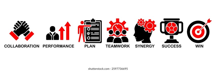 Partnership banner web icon vector illustration concept with icon of collaboration, performance, plan, teamwork, synergy, success and win-win solution