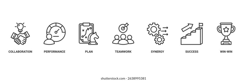 Partnership banner web icon vector illustration concept with icon of collaboration, performance, plan, teamwork, synergy, success and win-win solution