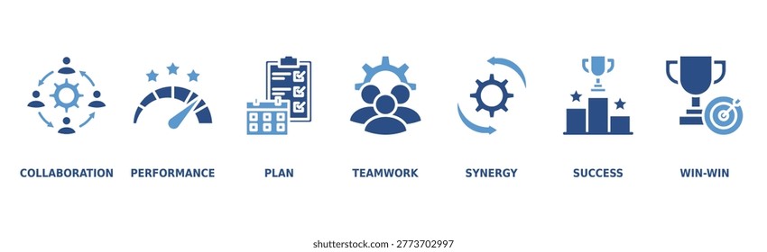 Partnership banner web icon vector illustration concept with icon of collaboration, performance, plan, teamwork, synergy, success and win-win solution