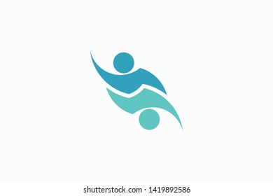 Partnership between two people logo