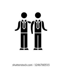 Partnership black icon, vector sign on isolated background. Partnership concept symbol, illustration 