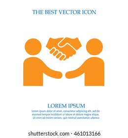 Partnership business vector icon. Hands shaking sign simple isolated on white background. Handshake symbol.