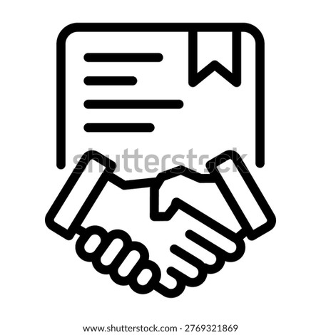 Partnership certificate deal handshake icon line design. Editable vector stroke icon