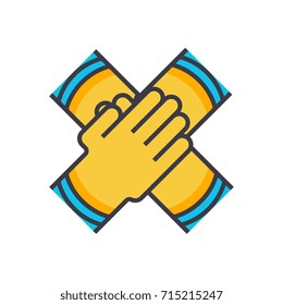 Partnership, collaboration flat line illustration, concept vector isolated icon 