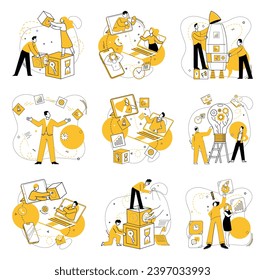 Partnership collaboration vector illustration. Achieve corporate goals by collaborating intelligently, using strategic solutions Team spirit thrives in environment where partnership and cooperation