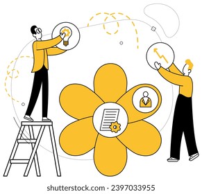 Partnership collaboration vector illustration. Corporate intelligence evolves through collaborative effort professionals A community professionals fosters efficiency, turning challenges into triumphs