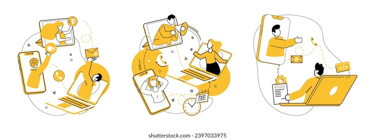 Partnership collaboration vector illustration. Corporate success is achieved through synergy teamwork and togetherness Professional communication is key to unlocking doors achievement