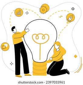 Partnership collaboration vector illustration. The partnership collaboration metaphor paints canvas where ideas harmonize Achieve corporate goals by collaborating intelligently, using strategic