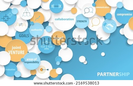 PARTNERSHIP colorful vector business concept on dark blue background