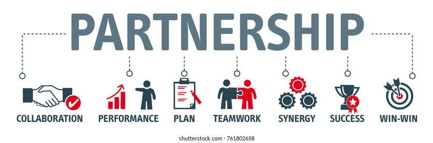 Partnership concept. Chart with keywords and icons. Strategic Partnership vector illustration