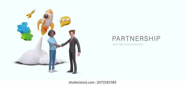 Concepto de asociación en estilo positivo. Hombres de diferentes razas se dan la mano