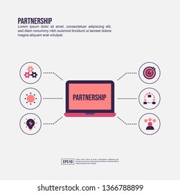 Partnership concept for presentation, promotion, social media marketing, and advertising. Minimalist Partnership infographic with flat icon