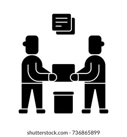 partnership - contract signing icon, vector illustration, black sign on isolated background