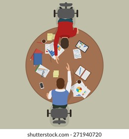 Partnership Deal Between Two Businessmen. Flat Vector Illustration.