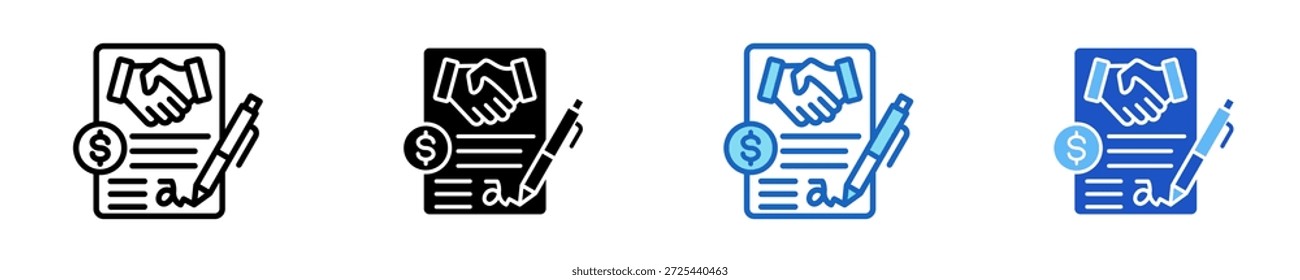 Partnership Deal Signed Icon Set Multiple Style Collection