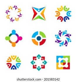 Partnership education circle spiral icon set focus on education logo 