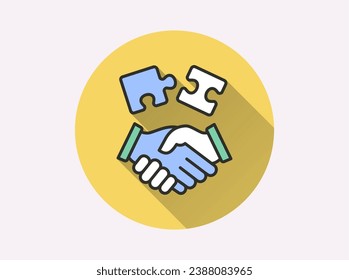 Icono plano de asociación. Ilustración simple con sombra larga para diseño gráfico y web.