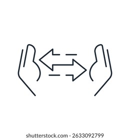  Partnership, friendly exchange.Sharing.Vector linear icon illustration isolated on white background.