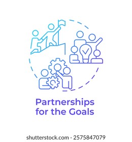 Partnership for goals blue gradient concept icon. Team work, workflow. Collaboration, business. Round shape line illustration. Abstract idea. Graphic design. Easy to use in infographic, presentation - Powered by Shutterstock - Get 15% off with code: PIKWIZARD15