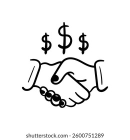 Partnership hand draw doodle Vector icon