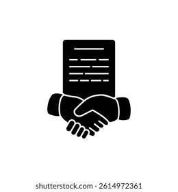 partnership handshake agreement with contract documents, simple flat style, illustration, logo sign symbol pictogram template, for ui or ux isolated on white for mobile app, editable