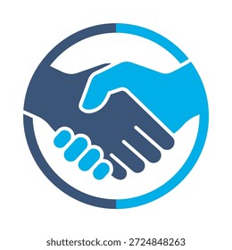 Icono de apretón de manos de la sociedad Vector plano azul de diseño Acuerdo de acuerdo símbolo de confianza cooperación trabajo en equipo elemento gráfico signo