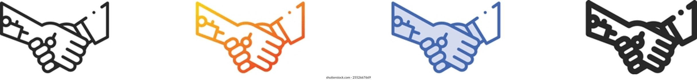 Partnership handshake icon.Thin Linear, Gradient, Blue Stroke and bold Style Design Isolated On White Background