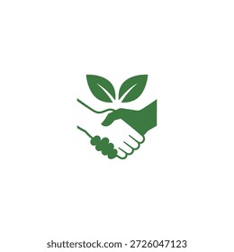 Diseño plano del Vector del icono de la hoja del apretón de manos de la sociedad.