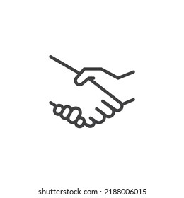 Partnership handshake line icon. linear style sign for mobile concept and web design. Deal handshake outline vector icon. Cooperation symbol, logo illustration. Vector graphics