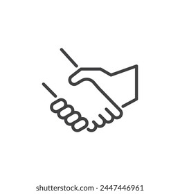 Partnership handshake line icon. linear style sign for mobile concept and web design. Shaking hands outline vector icon. Business Collaboration symbol, logo illustration. Vector graphics