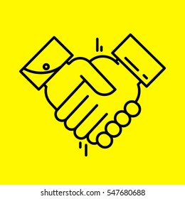 Partnerschafts- oder Handshake-Zeilensymbol. Teamarbeit und Freundschaft. Geschäftskonzept.Vektorgrafik.
