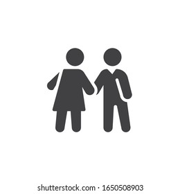 Partnership handshake vector icon. filled flat sign for mobile concept and web design. Man and woman holding hands glyph icon. Symbol, logo illustration. Vector graphics