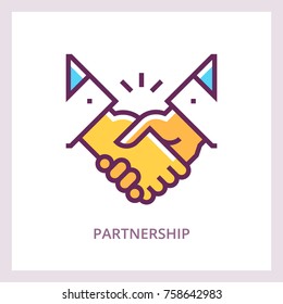 Partnership Icon. Handshake Concept. Vector Linear Pictogram.