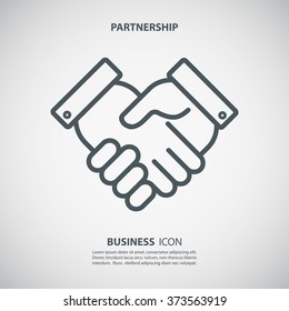 Partnership icon. Handshake icon. Teamwork and friendship. Business concept. Flat vector illustration.