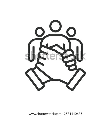 Partnership, icon in line design. Partnership, collaboration, teamwork, business partner, joint venture, cooperation, alliance on white background vector. Partnership editable stroke icon