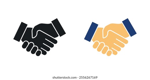 Partnership icon set in black and colored versions.